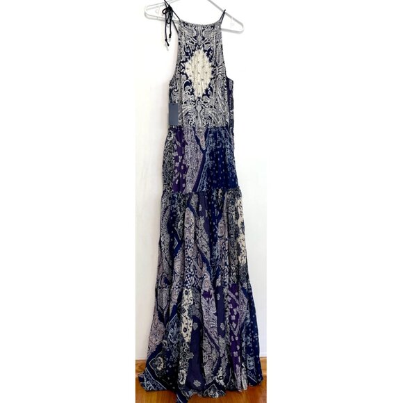 NEW NWT POLO RALPH LAUREN Bandana Print Silk Maxidress Navy Blue Boho Maxi Dress - Picture 12 of 16
